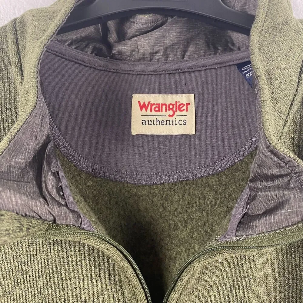 Wrangler Authentics Sweater Men's 3XL / TG Mock‎ Neck Green 1/4 Zip Long Sleeve